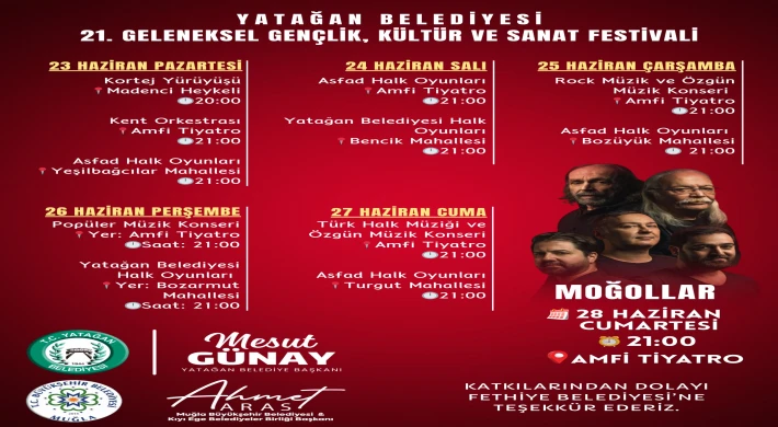 YATAĞAN’DA FESTİVAL COŞKUSU 6 GÜN BOYUNCA YAŞANACAK
