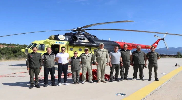 YATAĞAN’DA YANGIN SÖNDÜRME HELİKOPTERİ GÖREVE BAŞLADI