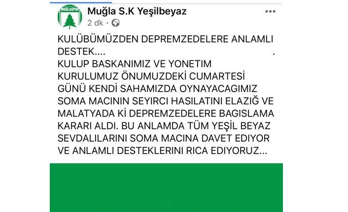 Depremzedelere Yeşil Beyaz destek