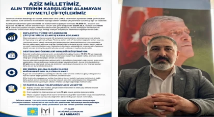 ALİ ANBARCI: “AÇIKLANAN HUBUBAT FİYATLARI ÇİFTÇİYİ KORUMUYOR”