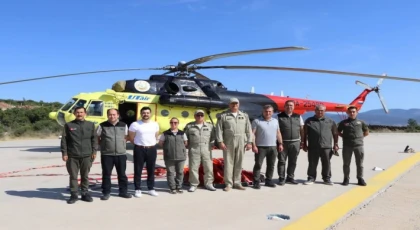YATAĞAN’DA YANGIN SÖNDÜRME HELİKOPTERİ GÖREVE BAŞLADI